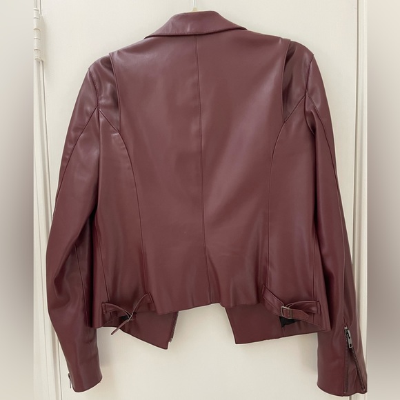 The Reset R Label Burgundy Vegan Leather Classic Moto Jacket - Size S - Picture 3 of 9